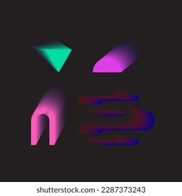 Abstract gradient Y2K fluid shapes vector set. Mental health elements on transparent background. Vaporwave modern aesthetic. Auramodern blurred hologram. Trendy Brutalism.