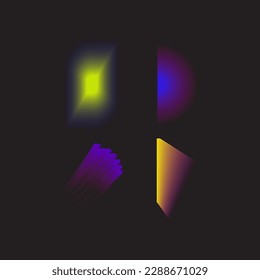 Abstract gradient Y2K fluid shapes vector set. Mental health elements on transparent background. Vaporwave modern aesthetic. Auramodern blurred hologram. Trendy Brutalism.