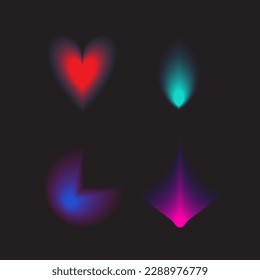 Abstract gradient Y2K fluid shapes vector set. Mental health elements on transparent background. Vaporwave modern aesthetic. Auramodern blurred hologram. Trendy Brutalism.
