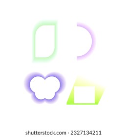 Abstract gradient Y2K fluid gradient shapes vector set. Mental health elements on transparent background. Vaporwave modern aesthetic. Auramodern blurred hologram. Trendy Brutalism.