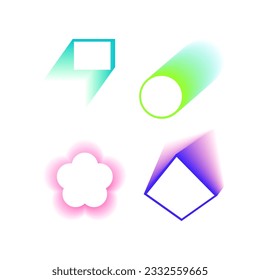 Abstract gradient Y2K fluid gradient shapes vector set. Mental health elements on transparent background. Vaporwave modern aesthetic. Auramodern blurred hologram. Trendy Brutalism.