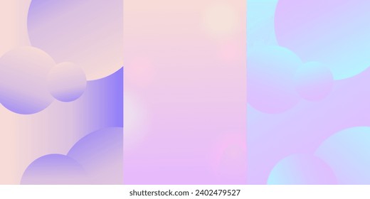 Abstract gradient Y2K set poster. Design for card, banner, story. Aesthetic gradient minimal style. Love vector illustration