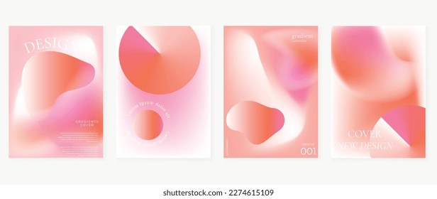 Abstract gradient Y2K style template cover vector set. Trendy gradient vibrant y2k color abstract geometric shape blurred background. Design for business card, fashion, commercial, banner, poster.