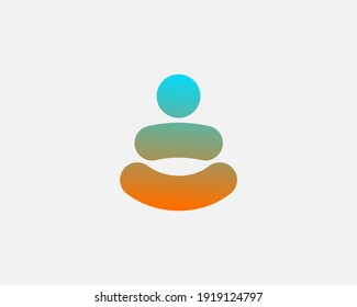 Abstract Gradient Yoga Man Logo Template. Person Balance Harmony Zen Meditation Logotype. Creative Spa, Guru Vector Sign.