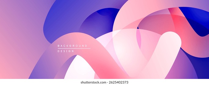 Abstract gradients blend, creating dynamic visual flow. Soft pinks, blues, purples dominate composition. Modern design element.