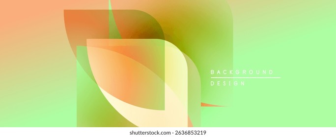Abstract gradients blend, creating dynamic visual effect. Soft colors overlap, forming layered shapes. Minimalist design, modern aesthetic.