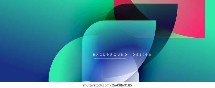 Abstract gradients blend, creating dynamic visual flow. Modern design elements suggest innovation, energy, sophistication. Background features layered shapes, vibrant colors.