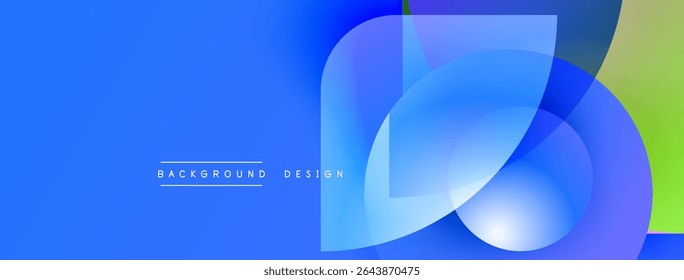 Abstract gradients blend, creating dynamic visual effect. Blue transitions to green, with overlapping shapes. Text reads background design.
