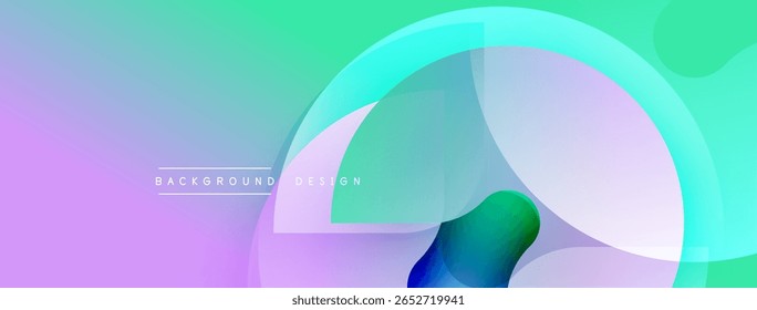 Mesclagem de gradientes abstratos, criando formas contínuas. Cores suaves sugerem estética calma e moderna. Os elementos de design do plano de fundo se sobrepõem sutilmente.