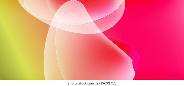 Gradientes abstratos se misturam, criando formas fluidas. Transições amarelas para rosa, formando curvas suaves, composição dinâmica.