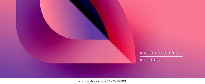 Abstract gradients blend, forming overlapping shapes. Pink, purple, blue hues create modern background design. Minimalist aesthetic.