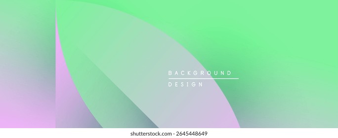 Abstract gradients blend lavender, mint, pale yellow. Minimalist design features soft curves, text reads background design. Modern aesthetic.