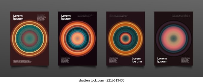 Abstract gradients circle backgrounds cover design set for flyers, brochures, posters, cards, web, banners, app, catalogs, notebooks