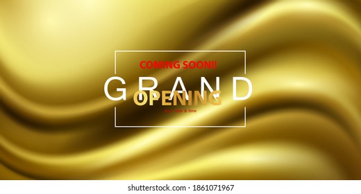 Abstract gradients, fabric gold waves banner template background. Grand opening event design.
