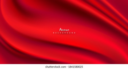 Gradientes abstractos, fondo de plantilla de pancarta de ondas rojas de tela.
