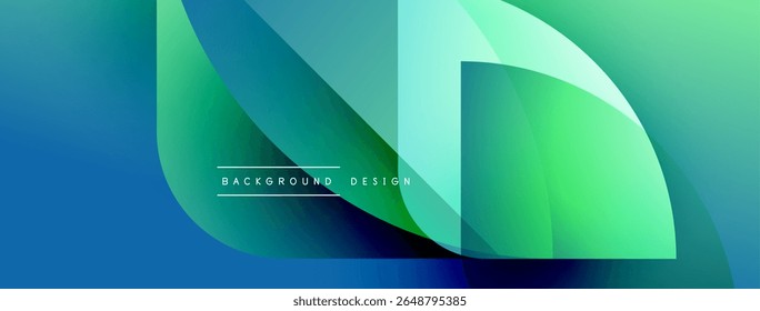 Abstract gradients form dynamic shapes. Blue transitions to vibrant green. Minimal text reads background design. Modern aesthetic.