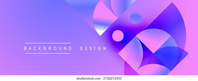 Los Gradientes Abstractas forman Formas dinámicas. Los tonos púrpura, rosa y azul se mezclan a la perfección creando un impacto visual moderno. El texto lee el diseño de fondo.