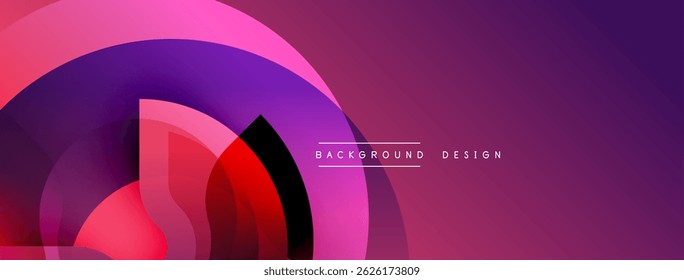 Abstract gradients form layered circles. Pink, purple, red hues blend smoothly. Modern design element for backgrounds, presentations.