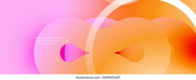 Abstract gradients, overlapping circles create vibrant, modern background. Soft pink transitions to orange hues. Minimalist design.