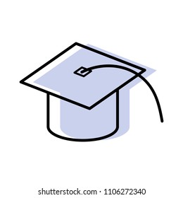 Abstract Graduation Hat, Icon Vector, Flat Design