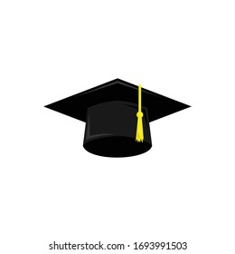 abstract graduation hat vector illustration, perfect for education, flat color style