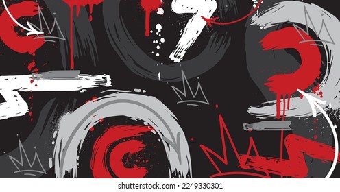 Abstract graffiti art background with scribble throw-up and tagging hand-drawn style. Street art graffiti urban theme for prints, banners, and textiles in vector format.
