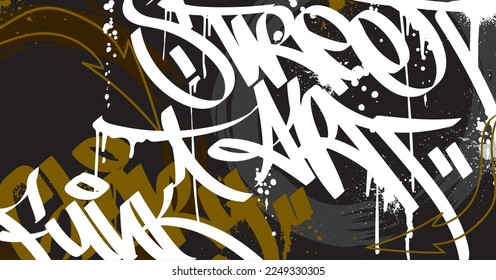 Abstract graffiti art background with scribble throw-up and tagging hand-drawn style. Street art graffiti urban theme for prints, banners, and textiles in vector format.
