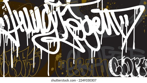 Abstract graffiti art background with scribble throw-up and tagging hand-drawn style. Street art graffiti urban theme for prints, banners, and textiles in vector format.
