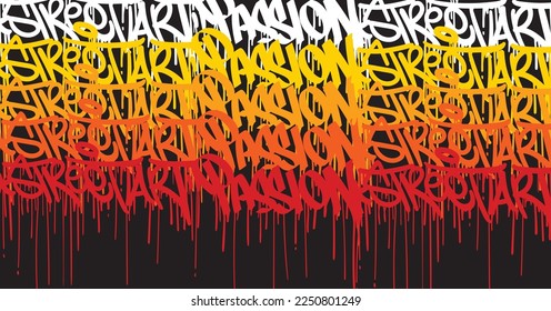 Abstract graffiti art background with scribble throw-up and tagging hand-drawn style. Street art graffiti urban theme for prints, patterns, banners, and textiles in vector format.