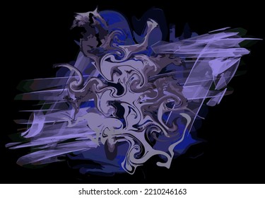 Abstract Graffiti Art Isolated On Black Background, Layered EPS10 Vector Illustration.