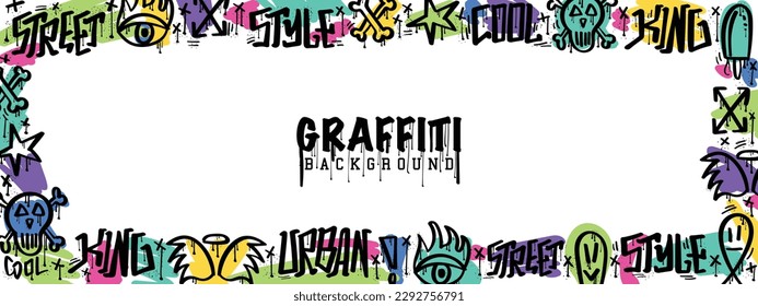 Resumen del diseño de fondo del graffiti. Elementos de diseño de estilo de arte urbano de hip hop para portada, diseño, plantilla. Ilustración vectorial.