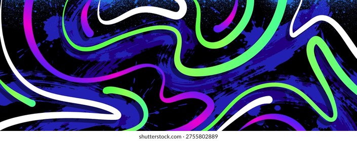 Abstract graffiti background with scribbles and brushes hand-drawn style. Dynamic brush burst splatters wallpaper for prints, banners, and textiles in vector format.