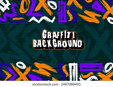 Abstract graffiti background with scribbles and graphic. graffiti urban wall art theme in vector format.