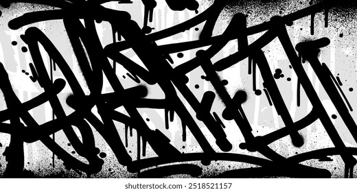 Abstract graffiti background scribbles and tagging hand-drawn style. Street art graffiti urban theme for prints, banners, and textiles in vector format.