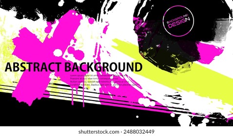 Abstract graffiti banner with colorful elements, paint splashes, scribbles and throw up pieces. Vector illustration.