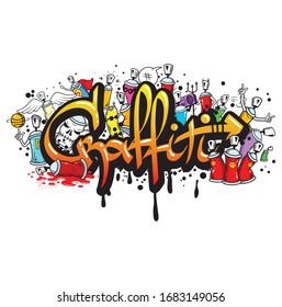 Dibujo abstracto de la composición de los personajes de graffiti