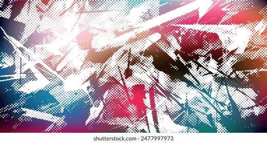 Abstract graffiti paintings vibrant colors texture on the concrete wall background