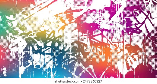 Abstract graffiti paintings vibrant colors texture on the concrete wall background