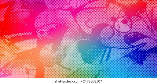 Abstract graffiti paintings vibrant colors texture on the concrete wall background. 