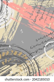 Afiche de graffiti abstracto con salpicaduras de pintura, garabatos. Arte callejero. Fondo vectorial con textura grunge dibujada, líneas, elementos gráficos. Cubierta artística en estilo doodle. Curso de pincel texturado moderno.