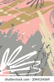 Abstract graffiti poster with paint splashes, scribbles. Street art. Vector background with drawn grunge texture, lines, graphic elements. Artistic cover in doodle style. Modern textured brush stroke.
