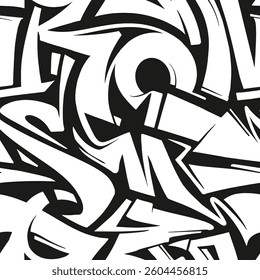 Abstract graffiti seamless pattern. Street art style print for textile, clothes, wrapping paper.