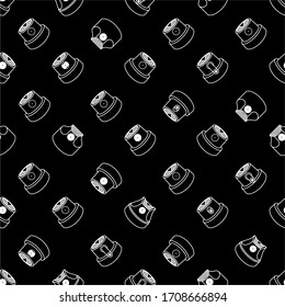 Abstract Graffiti Spray Caps Assorted Seamless Pattern. Isolated Vector Illustration