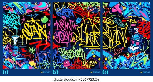 Resumen Estilo de graffiti A4 Modelo de arte de vectores de afiches