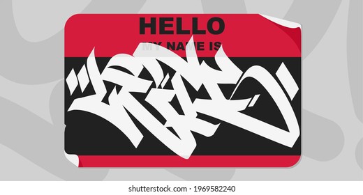Abstrakter Graffiti-Sticker Hallo Mein Name ist mit einigen Street Art Lettering Vektorgrafik Art