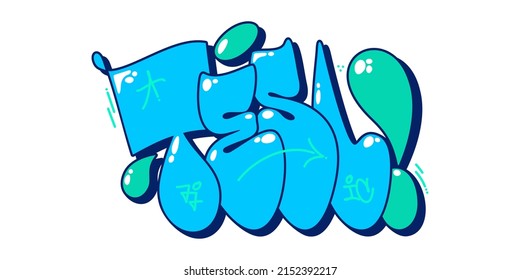 Abstract Graffiti Style Street Art Word Tesl Lettering Vector Illustration Template