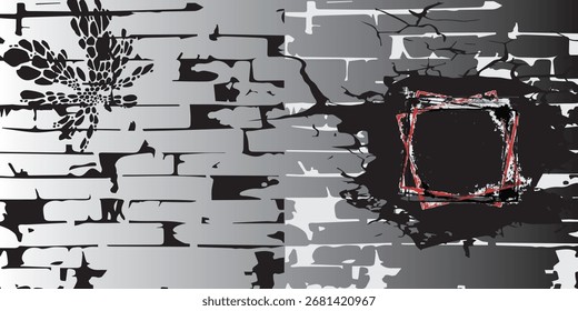 Arte de pared Abstractas estilo graffiti con un agujero enmarcado