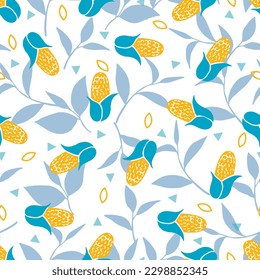 Abstract Grain Corn Cob Vector Graphic Organic Seamless Pattern can be use for background and apparel design