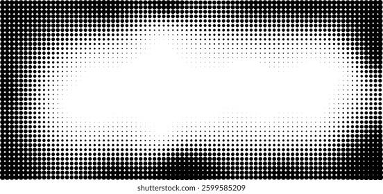 Abstract grain dot pattern background. Vector halftone gradient texture. Sand, grain, grunge stipple effect border for poster, banner, comic book backdrop