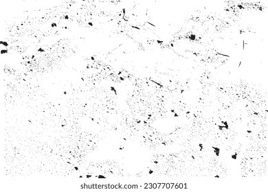 Resumen del vector de efecto de grano y molienda de polvo. Vector de textura de la superficie granulada sobre un fondo blanco. La textura angustiada y la superficie metálica oxidada para los fondos. Efecto polvoriento negro y blanco.